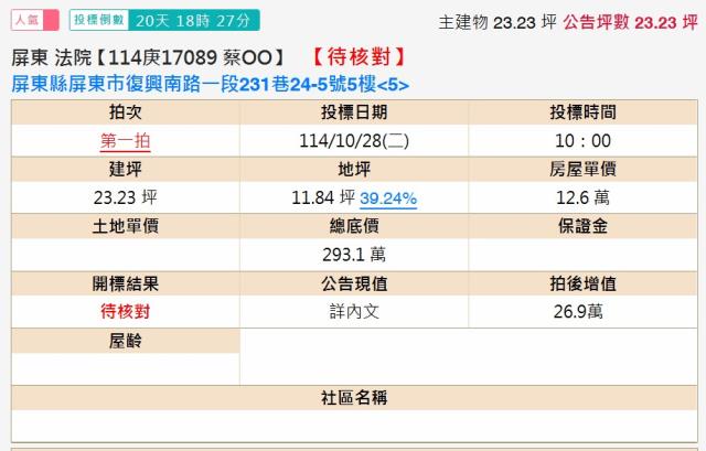 屏東市公寓法拍-1