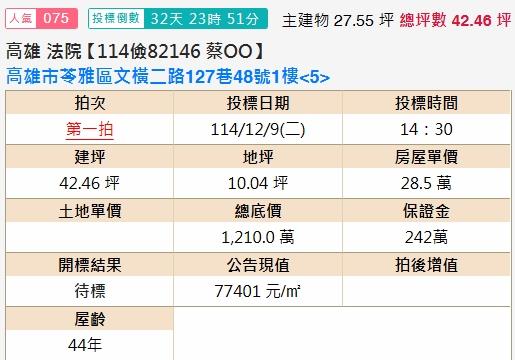 苓雅公寓拍賣-1