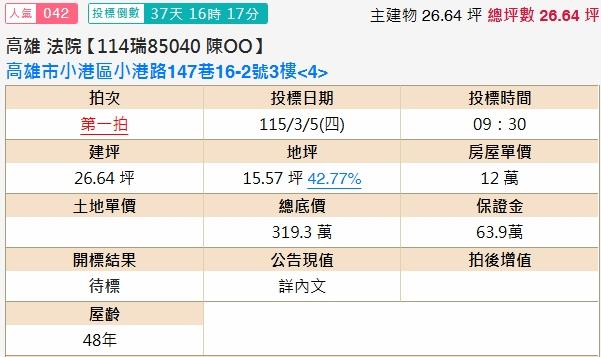 高雄小港拍賣公寓-1