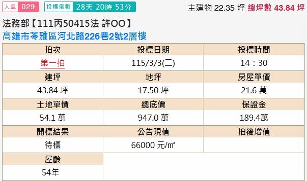 高雄苓雅透天法拍-1