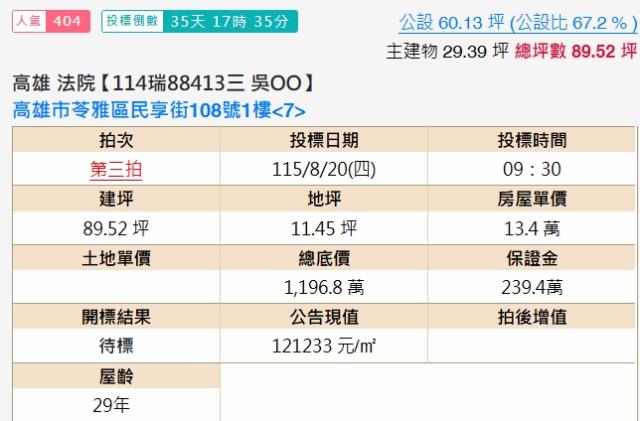 高雄苓雅大樓法拍-1