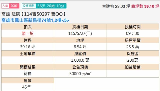 鳳山公寓法拍-1