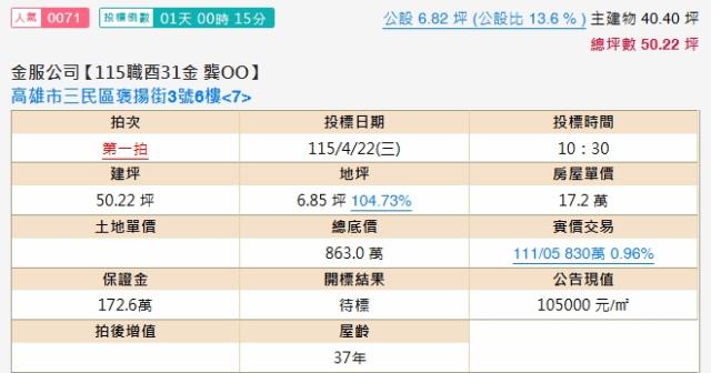 高雄三民區法拍華廈-1