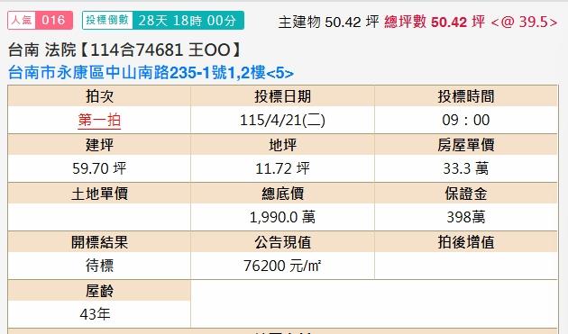 台南永康店面法拍-1