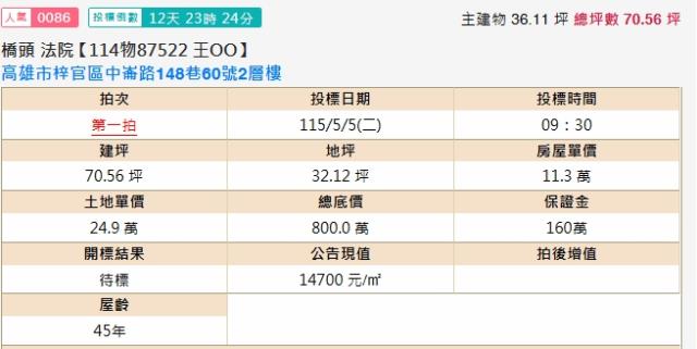高雄梓官透天拍賣-1