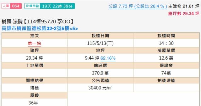 高雄橋頭法拍公寓-1