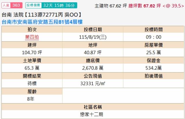 台南安南透天拍賣-1
