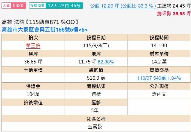 高雄大寮法拍公寓-1