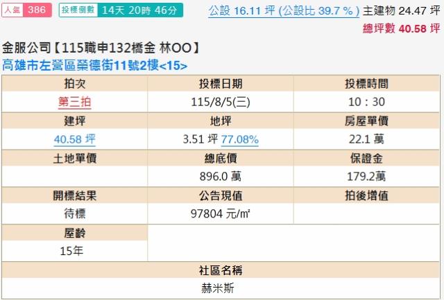 高雄左營法拍大樓-1