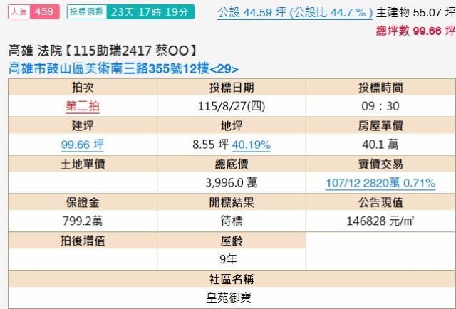 高雄鼓山大樓法拍-1