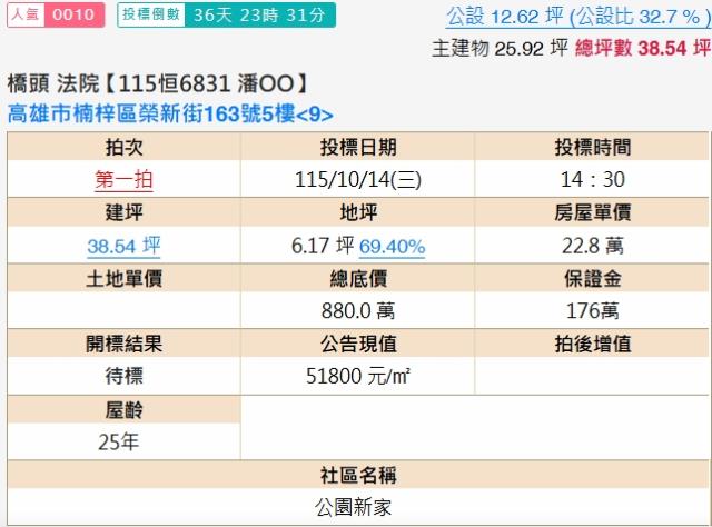 楠梓華廈拍賣-1