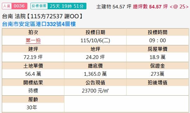 台南安定法拍透天-1