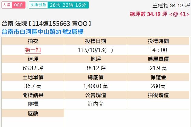 台南白河透天法拍-1
