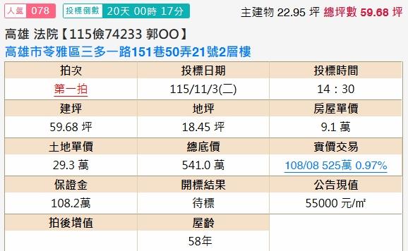 苓雅透天法拍-1